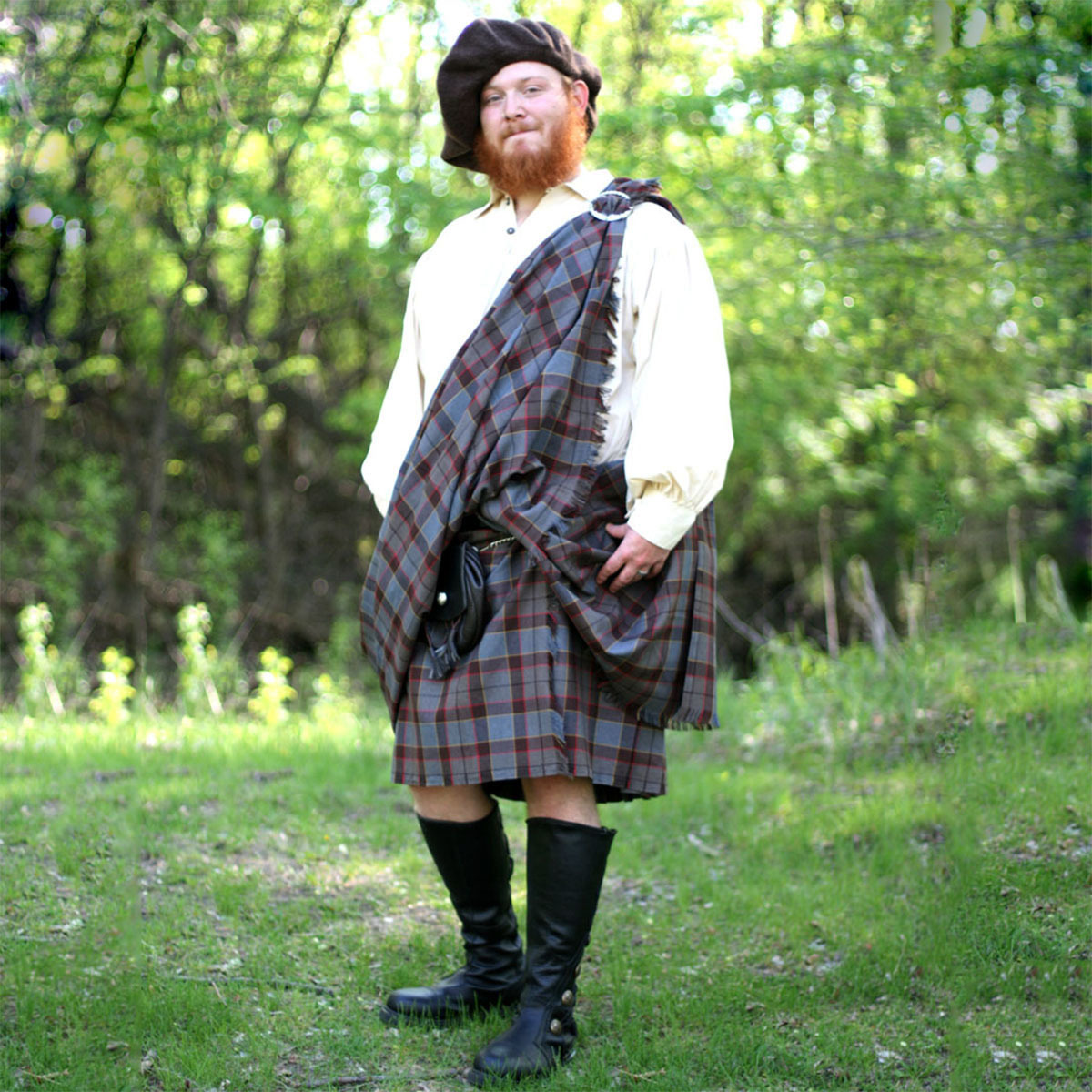 man wearing outlander ancient kilt A gentleman wearing an Outlander Kilt from The Celtic Croft