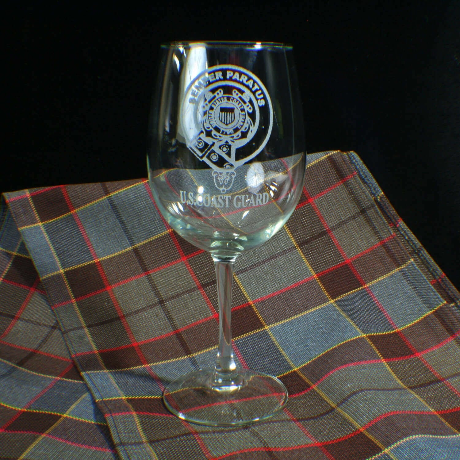 US Coast Guard Emblem etched wine glasses set of 4 