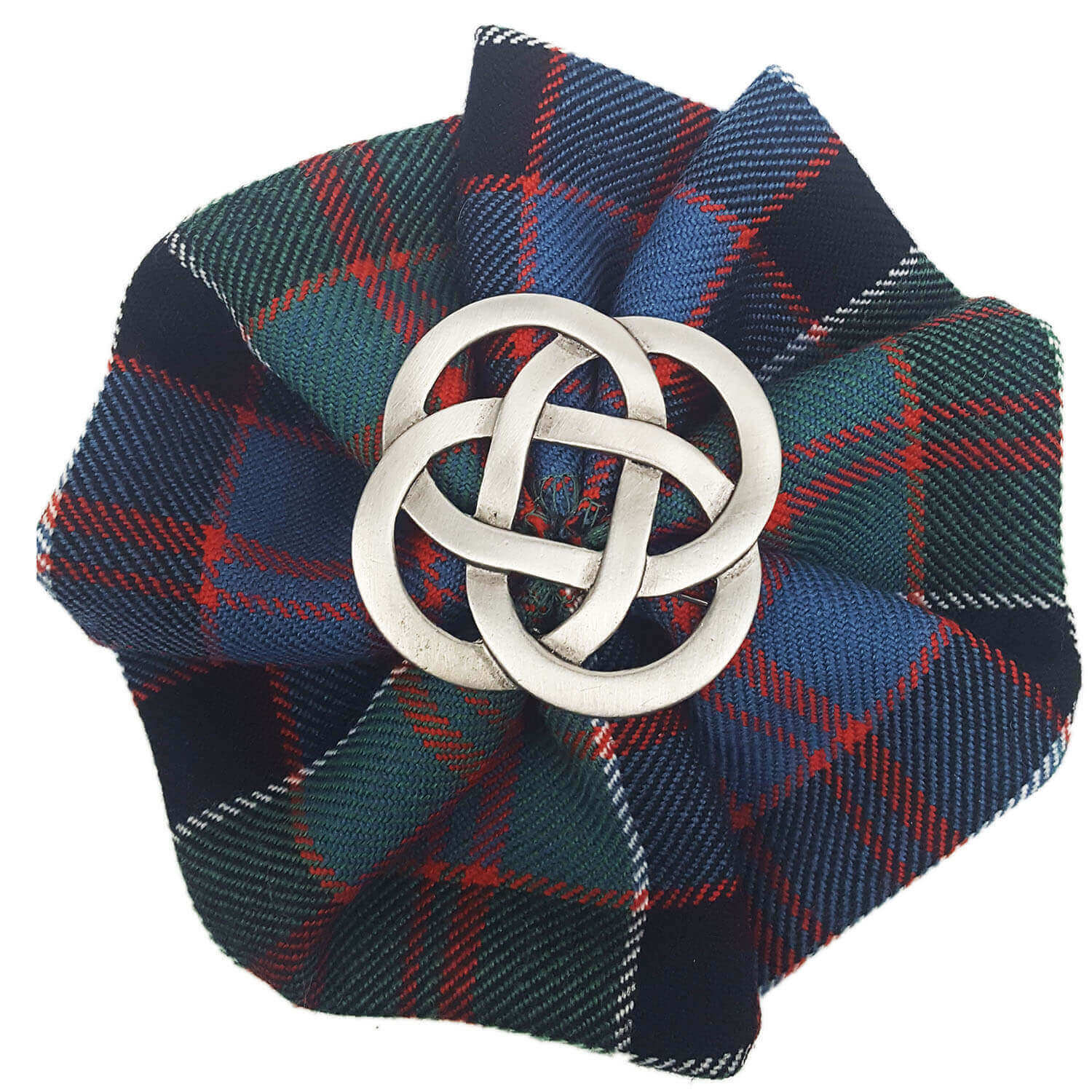 MacIntyre Hunting Modern Tartan Wool Tartan Rosette to display pin broach or family clan badge. Scottish Blossom