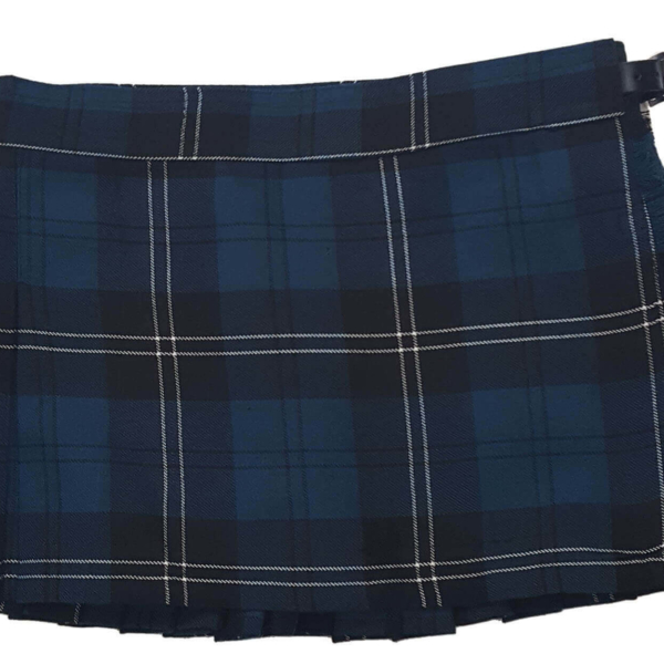 Ramsay Blue Tartan Poly/Viscose Kilted Mini Skirt