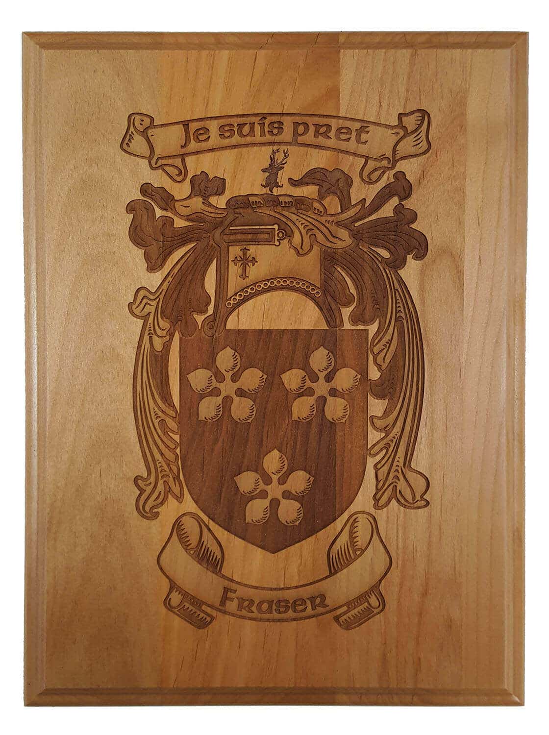 Fraser Coat of Arms Wooden Wall Plaque