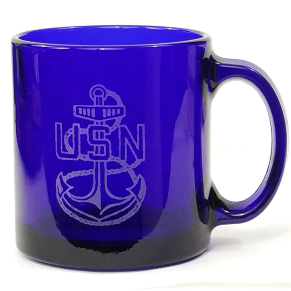 US Navy Logo Etched Coffee Mug
