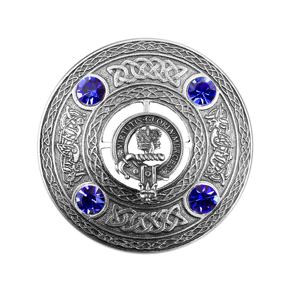 Scottish Brooch Fly Plaid Star Brooches Ornate Highland Purple Stone 4" New AAR 