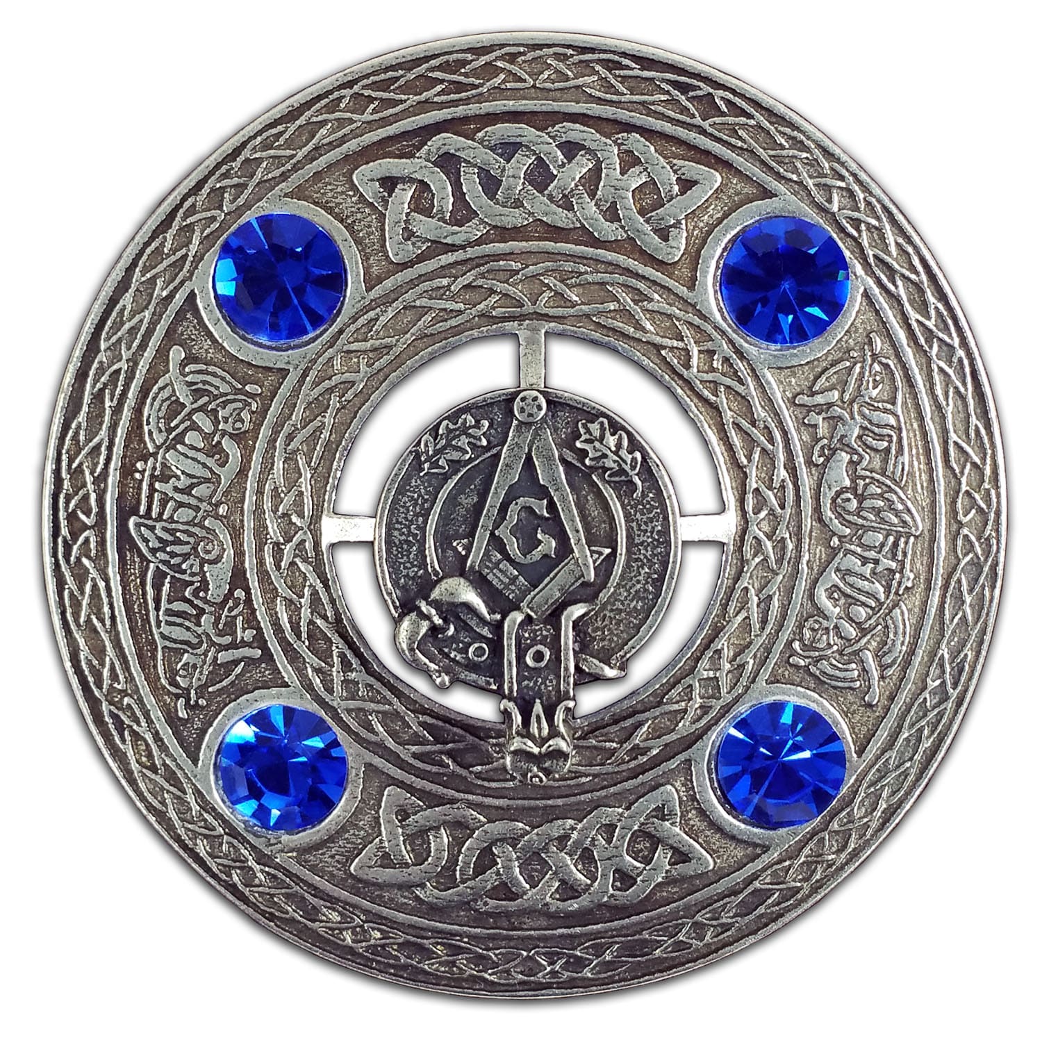 Scottish Kilt Fly Plaid Brooch Masonic Antique Finish 3"/Celtic Pins & Brooches 