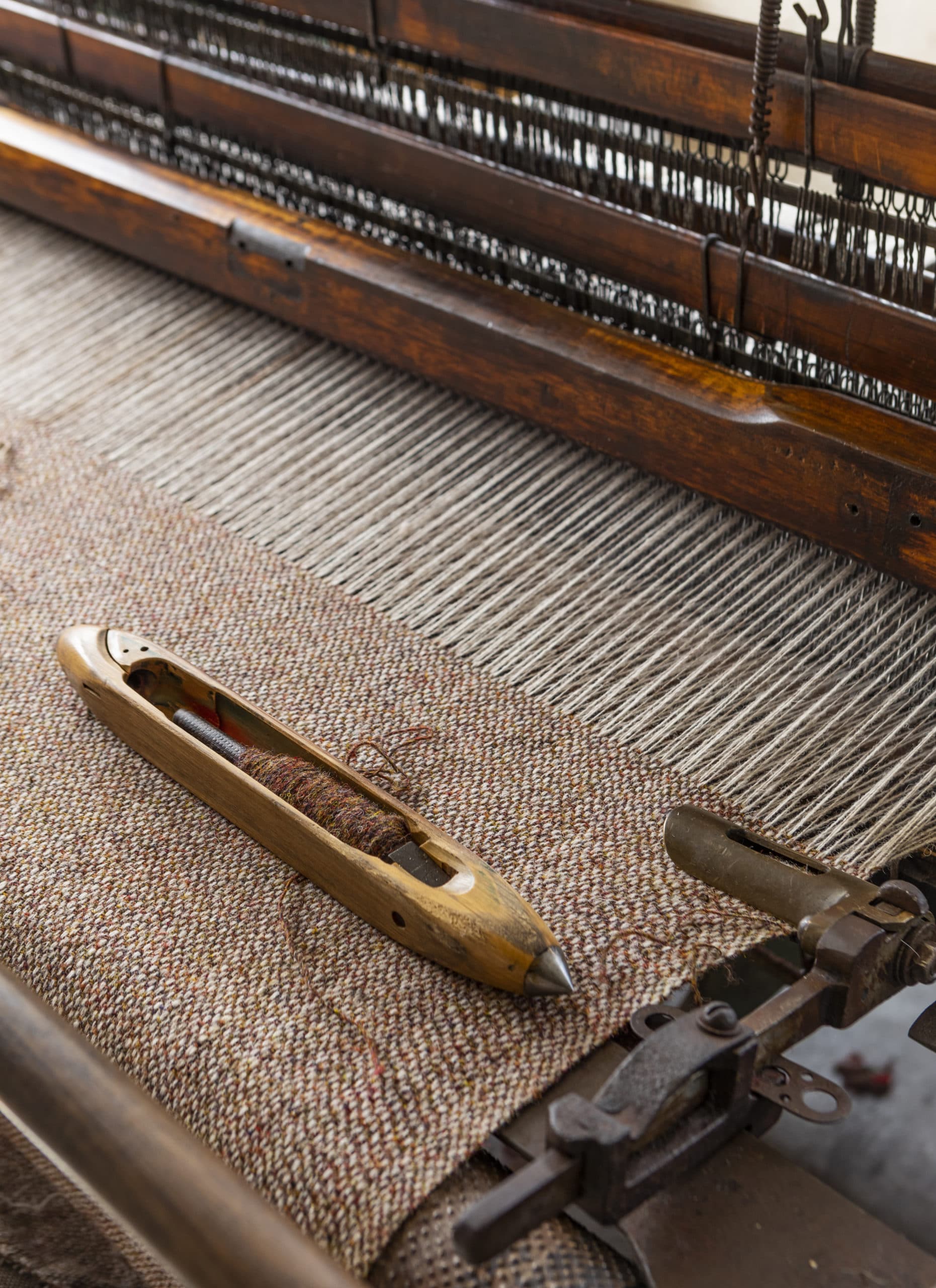 traditional weaving loom and shuttle for Tweed weaving