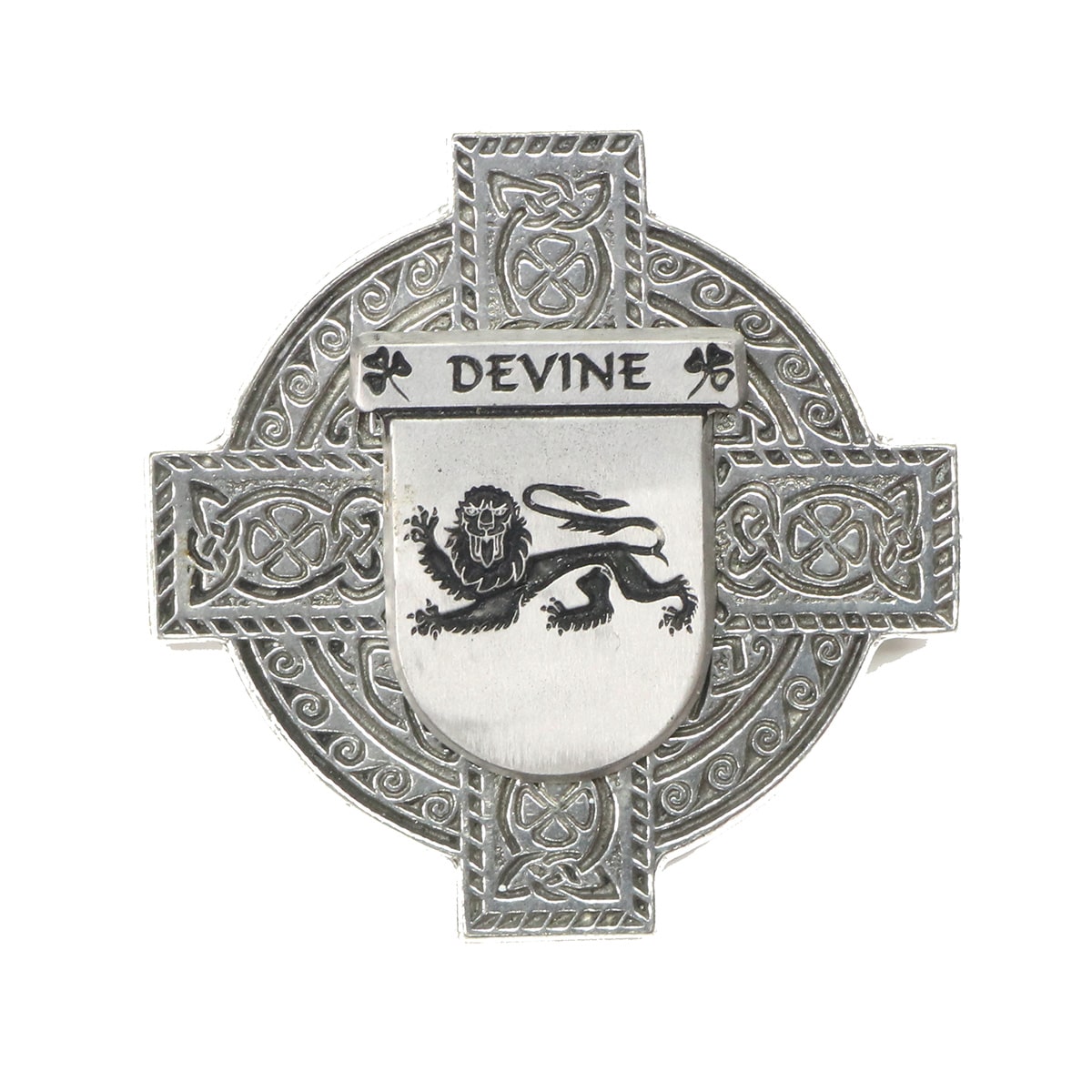 Devine Coat of Arms Pewter Cross Badge | Kilts-n-Stuff.com