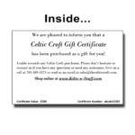 Printed Gift Certificate Card Inside