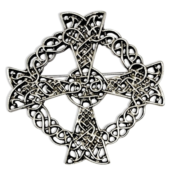 Celtic Cross Antiqued Pewter Brooch/Pendant