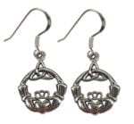 Sterling Silver Triskell Claddagh Earrings