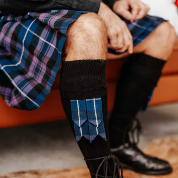 SL Scottish Kilt Sock Flashes Off White/Off White Kilt Hose Sock Flashes/Hose 