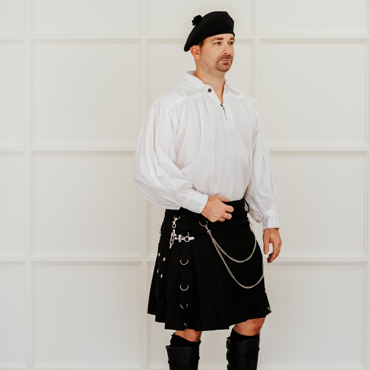 Rustic Historic Highland Lace-Up Kilt Shirt Made With Sturdy Cotton