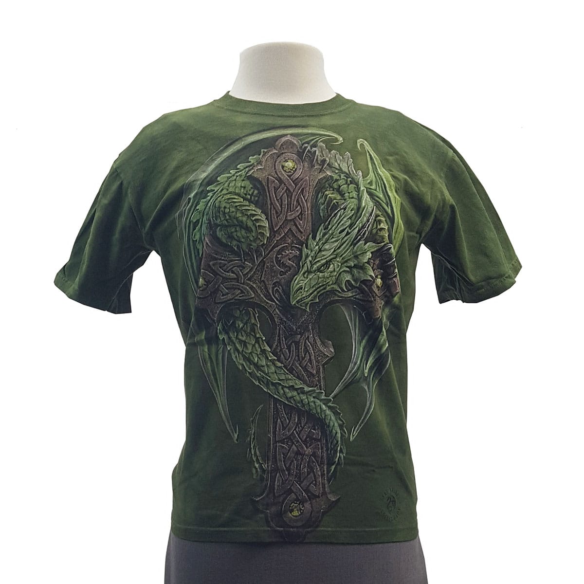 Eccentric Green Handmade Celtic Cross Dragon T Shirt