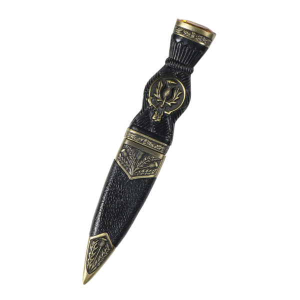 No Blade Antique Finish 6" Long Thistle Design Sgian Dubh Safety 