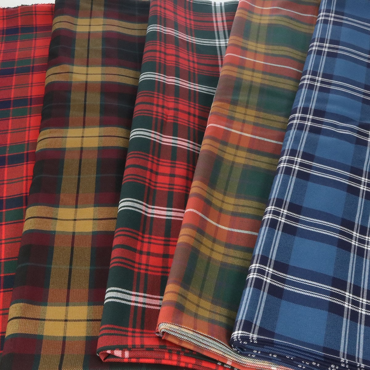 TARTAN WASHABLE POLY VISCOSE FABRIC 11oz MED WEIGHT-LARGE SELECTION-PER METRE