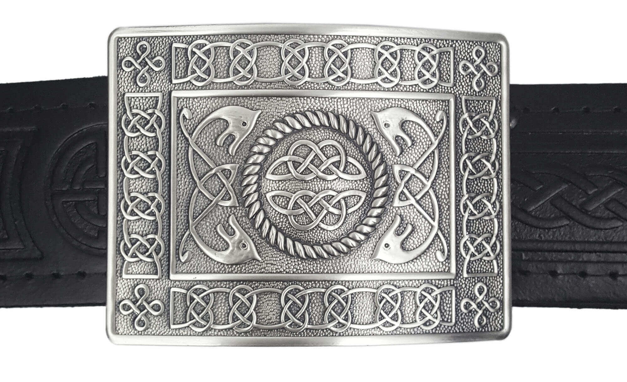 Highland Serpent Antiqued Kilt Belt Buckle - Made in Scotland Solid Brass